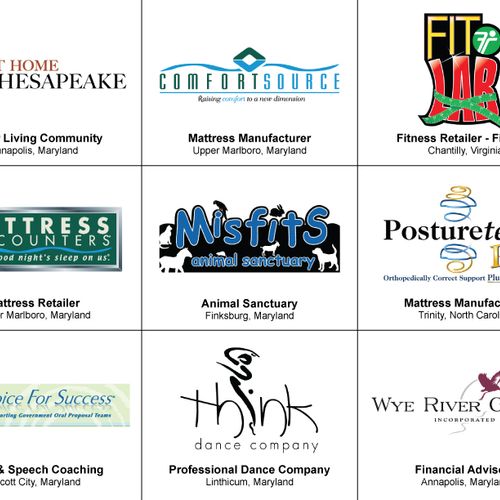 Logo designs for various businesses and corporatio