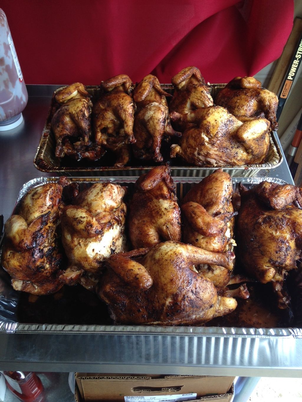 Smoked Chickens ready to be pulled.