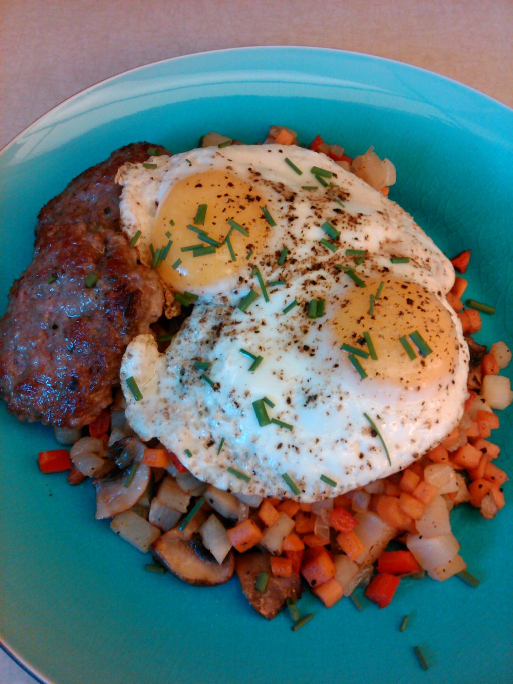 Root Vegetable Hash with Mushrooms. Sunshine Sausa
