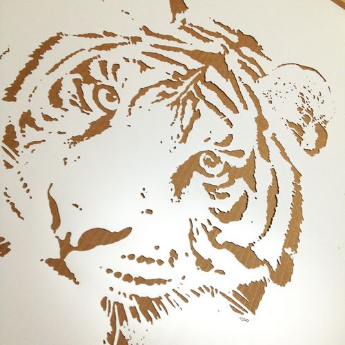 Tiger stencil. Laser cut.