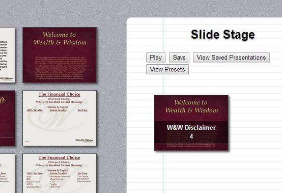 Wealth & Wisdom drag-and-drop slide show builder a