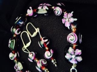 Lilac Cherry Blossom's - Bracelet & Earrings $30