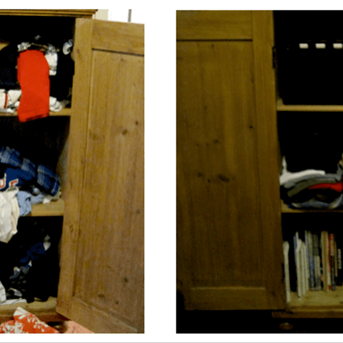 10 year old's clothing cabinet, before and after!