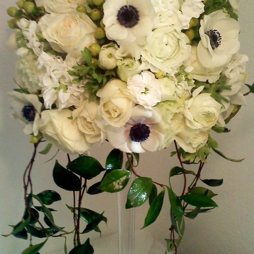 All White Anemone tall centerpiece.