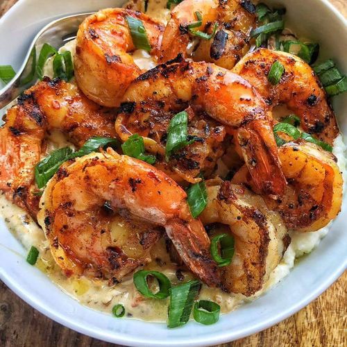 Creole Shrimp & Grits!  The grits were filled with
