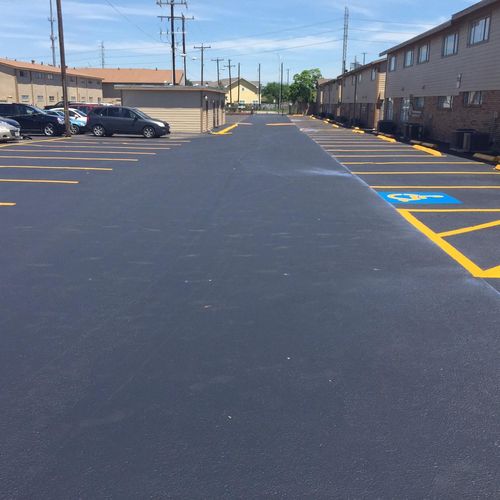 Apartment complex seal coating and striping after