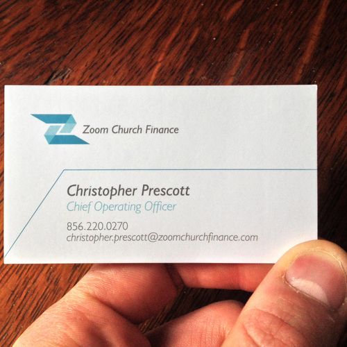 Extension of Zoom branding into business card.