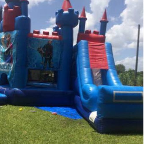 Bounce house and waterslide
