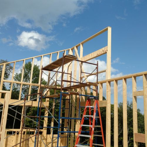 Framing process of a new contemporary style home. 