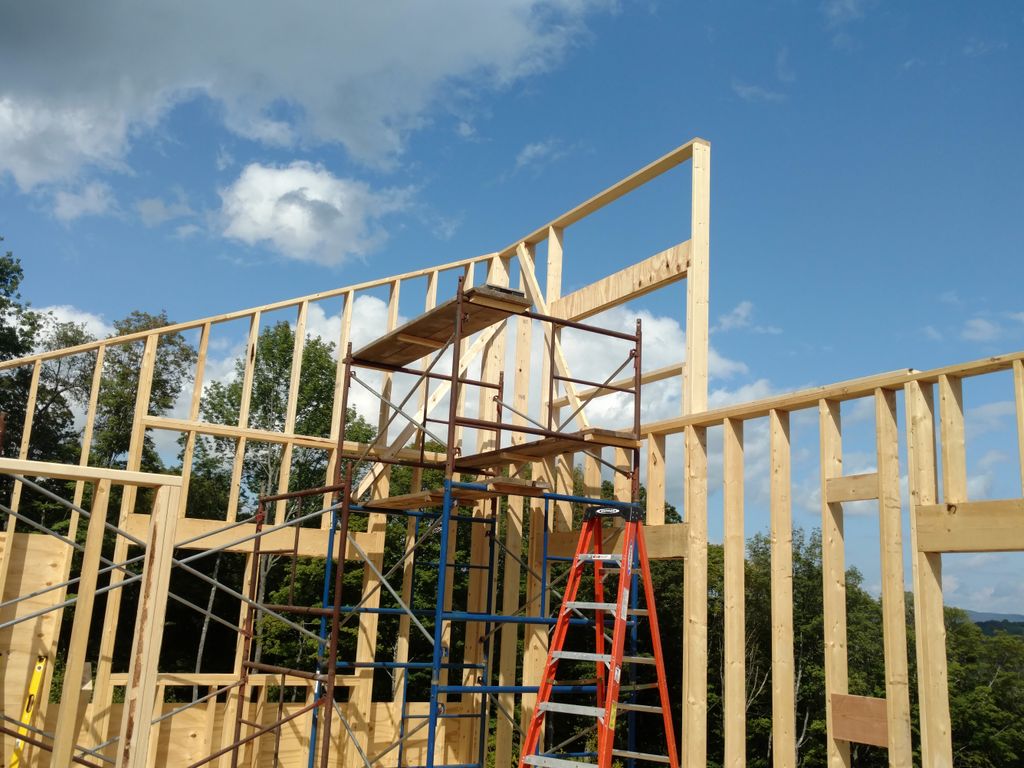 Framing process of a new contemporary style home. 