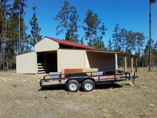 36'x36' sheep barn with 12'x36' lean-to and red, 2