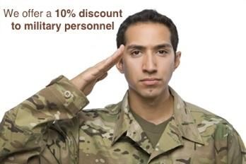 Military personnel get a 10% discount.