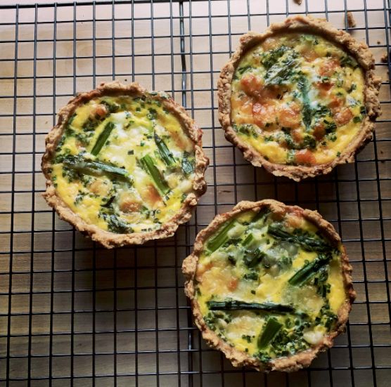 Asparagus & Manchego Quiches (Whole Grain Crust)