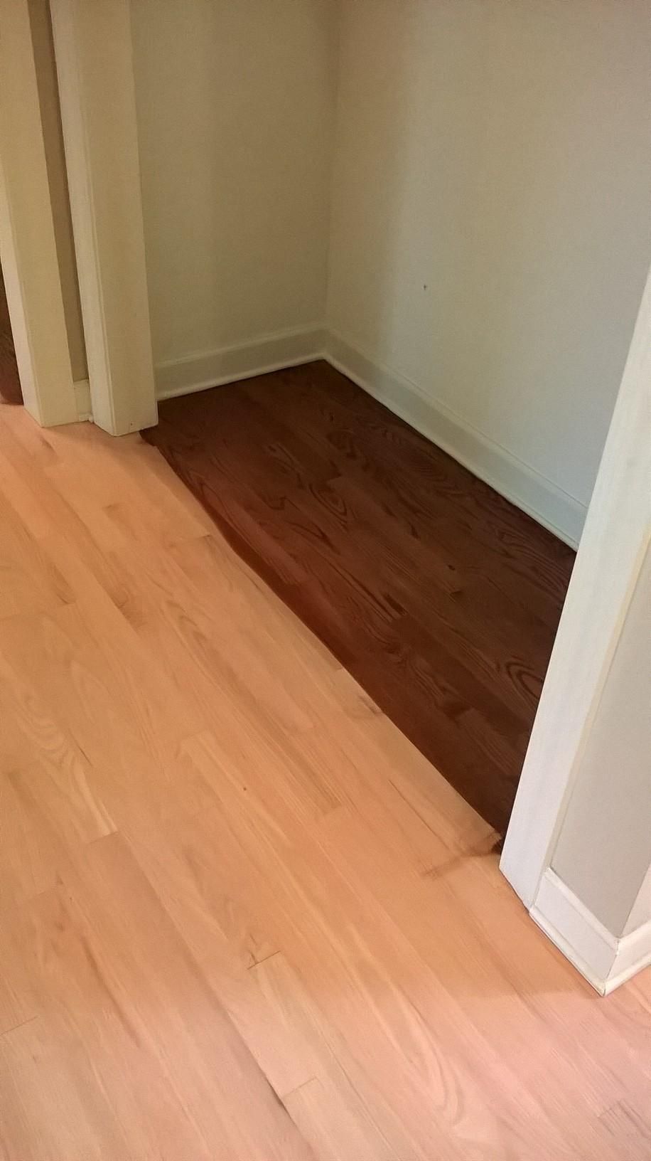 custom staining of red oak floor