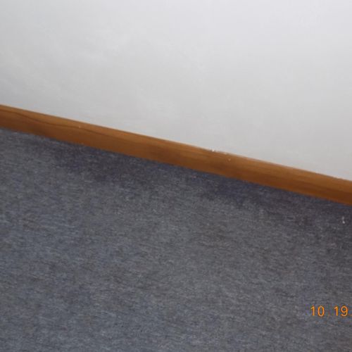 The dark (wet) spot on the basement carpet shows t