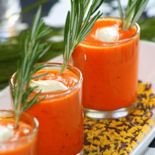 Roasted Red Pepper Soup with Creme Fraiche