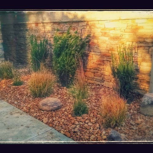 Stonework and shrubs - New home, Parkville, MO