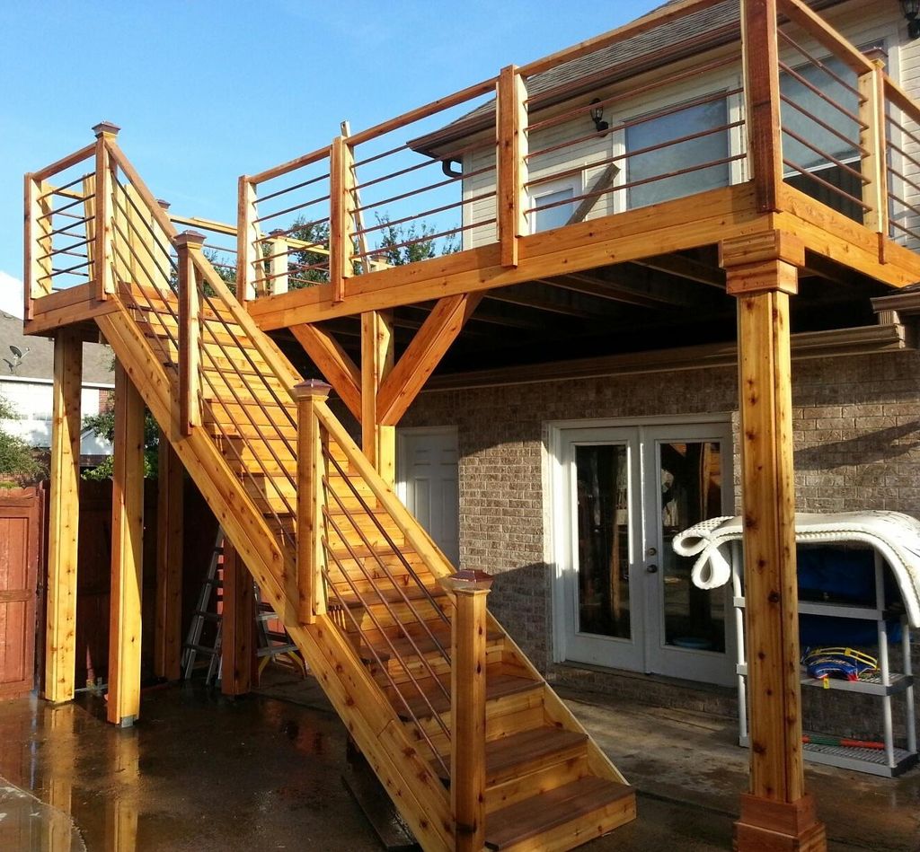 Custom deck and stairs using western red cedar and