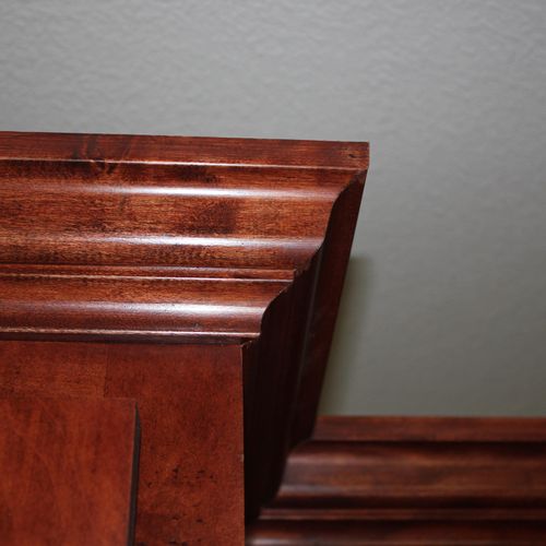 Cherry Wood Cabinet Crown Molding Installation