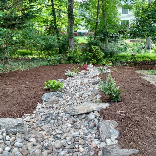 Decorative dry bed that conceals a 12"x18" gravel 