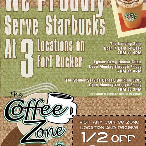 Flyer designed for the Coffee Zone and used all ov