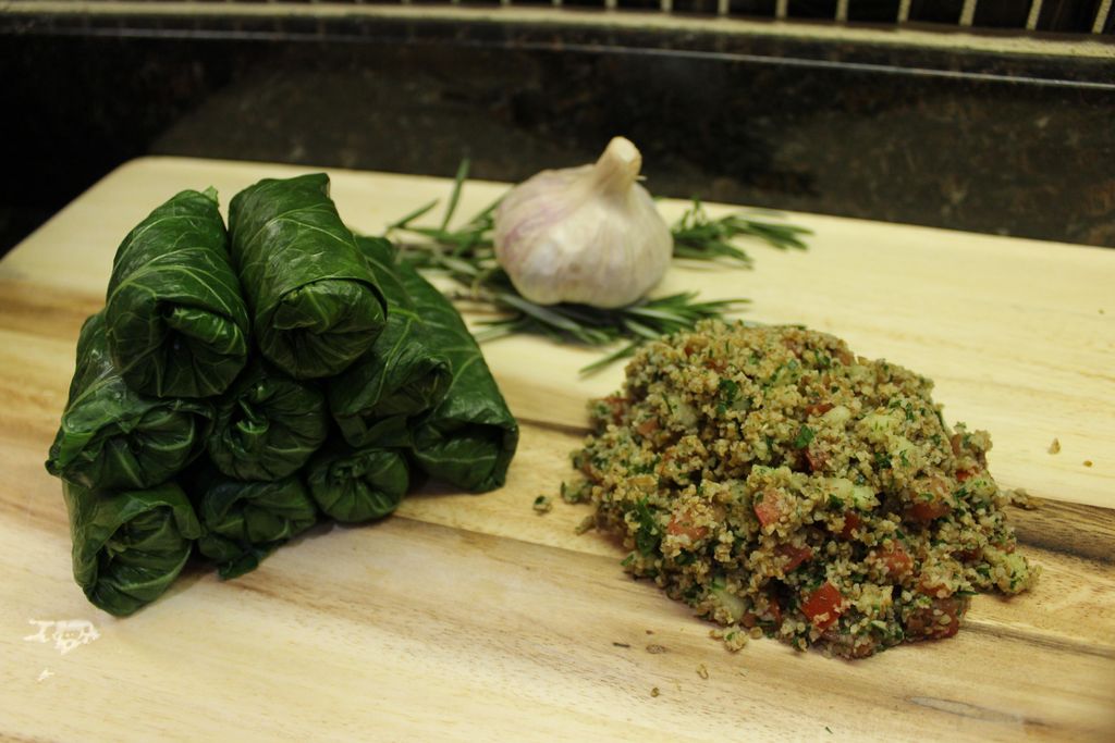 Collard Green Rolls with Tabbouleh