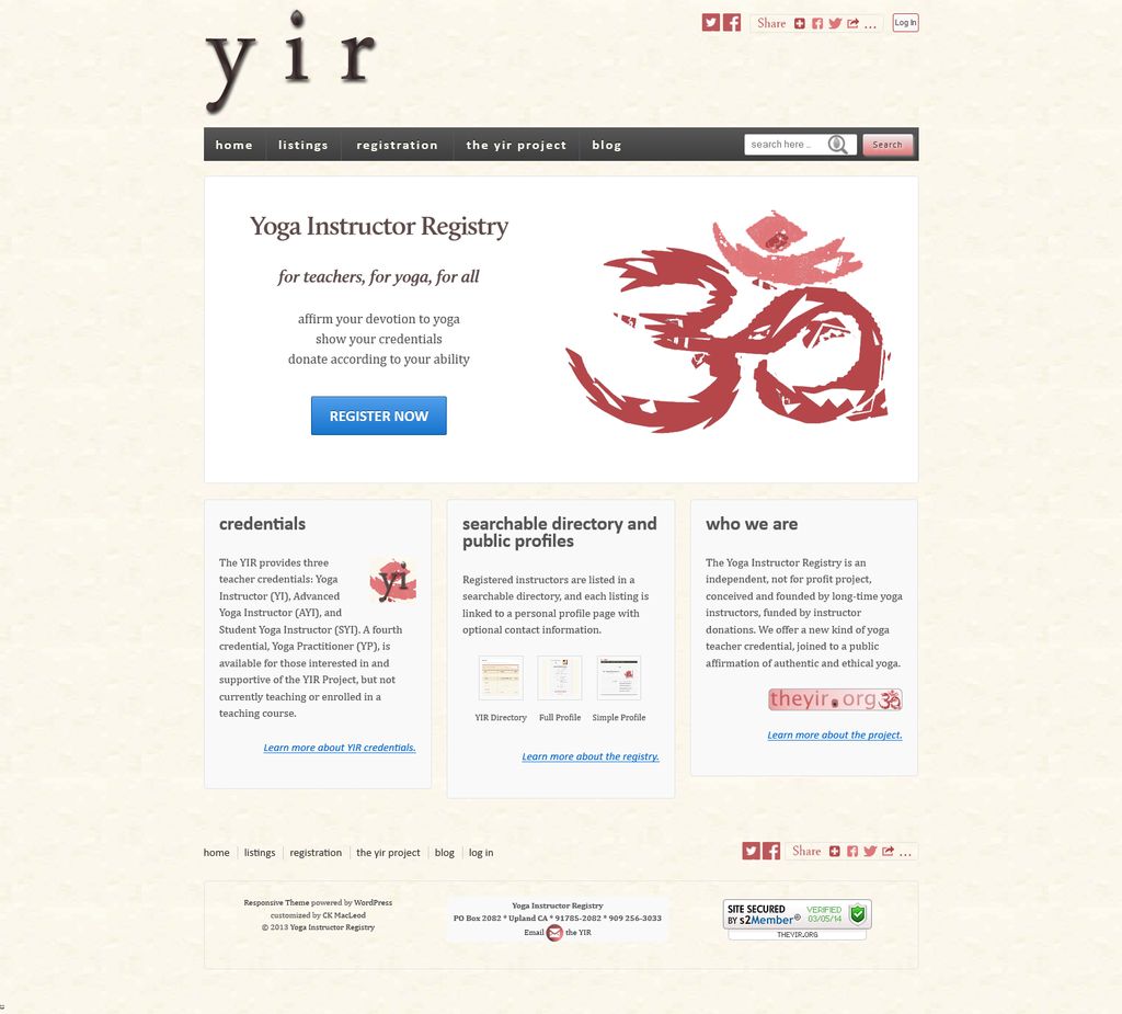 Yoga Instructor Registry: Fully front- and back-en