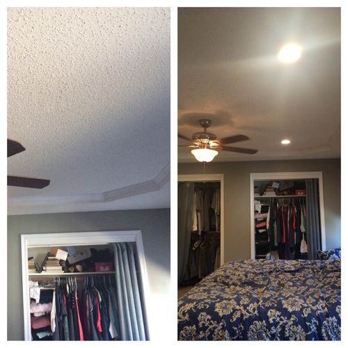 Added recessed lighting to bedroom ceiling.