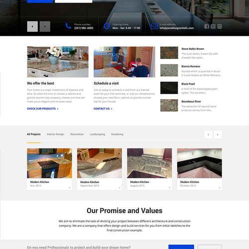 Web site for a granite and Marble Shop.