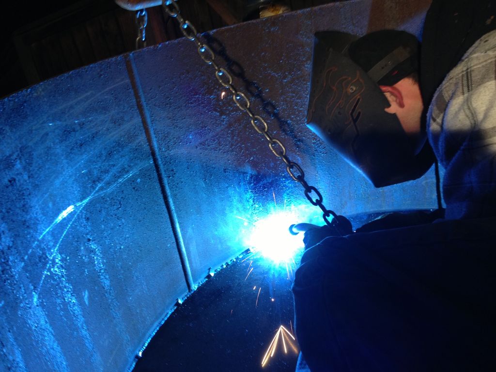 Welding bottom on a 48 inch Diameter water pipe