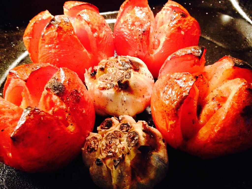 Roasted tomatoes and garlic