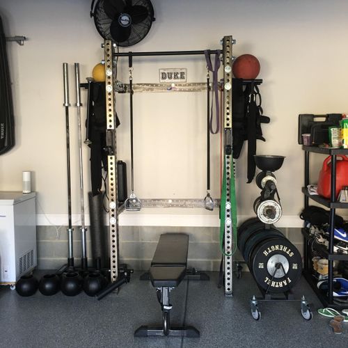 My garage gym in West Cary 