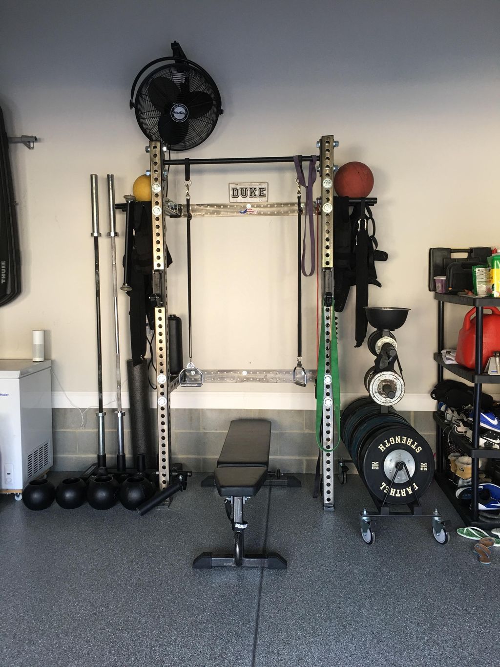 My garage gym in West Cary 