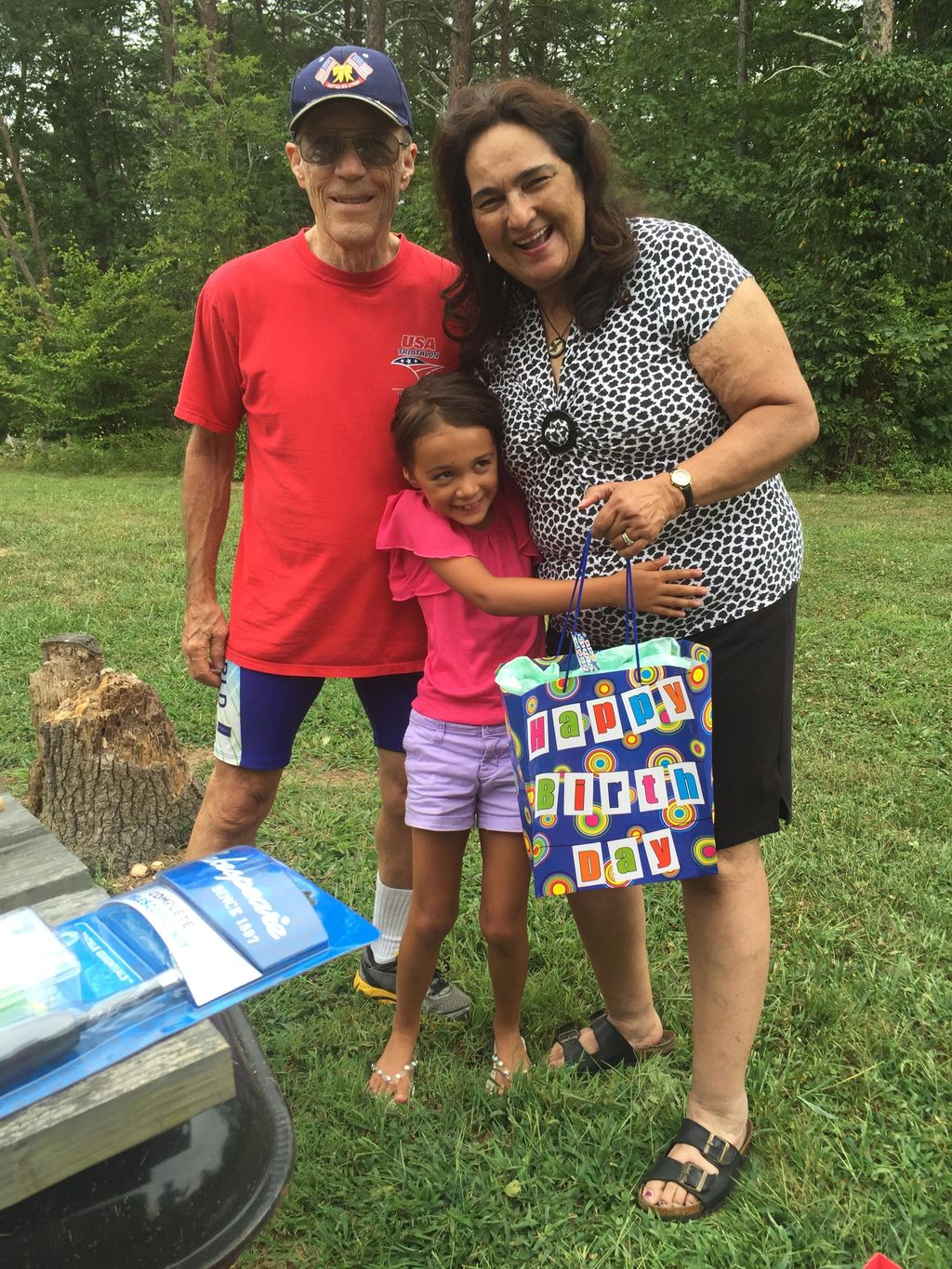 With our granddaughter on her 7th birthday