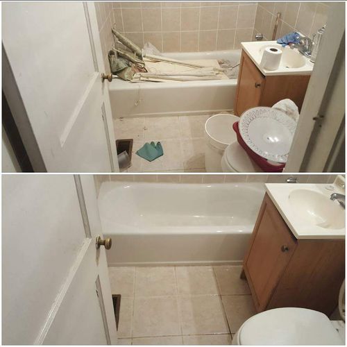 Residential bathroom before and after picture