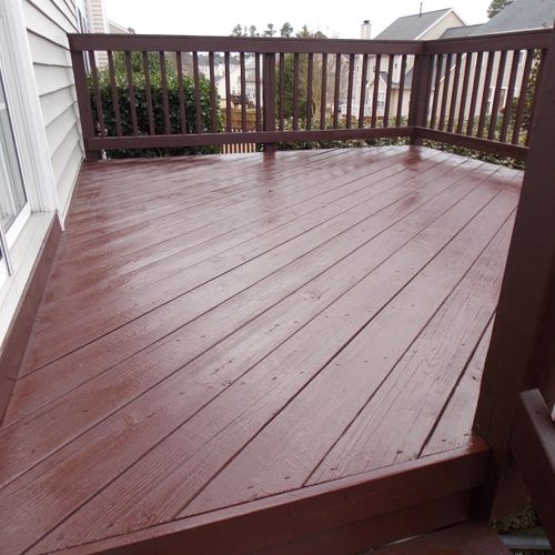 Construction- Deck sanded and restained