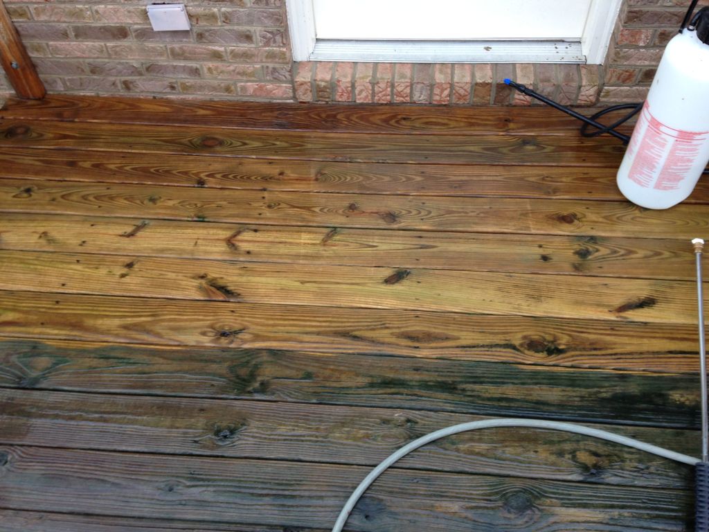 Wooden deck (bottom is before cleaning, top is aft