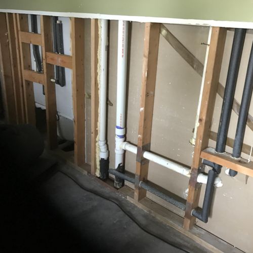 Installation of vent and drain for bathroom