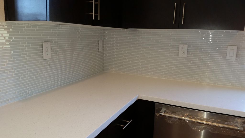 back splash after installing glass tile