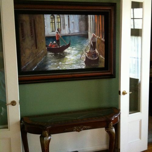 This is a pic of framed artwork on canvas conceali