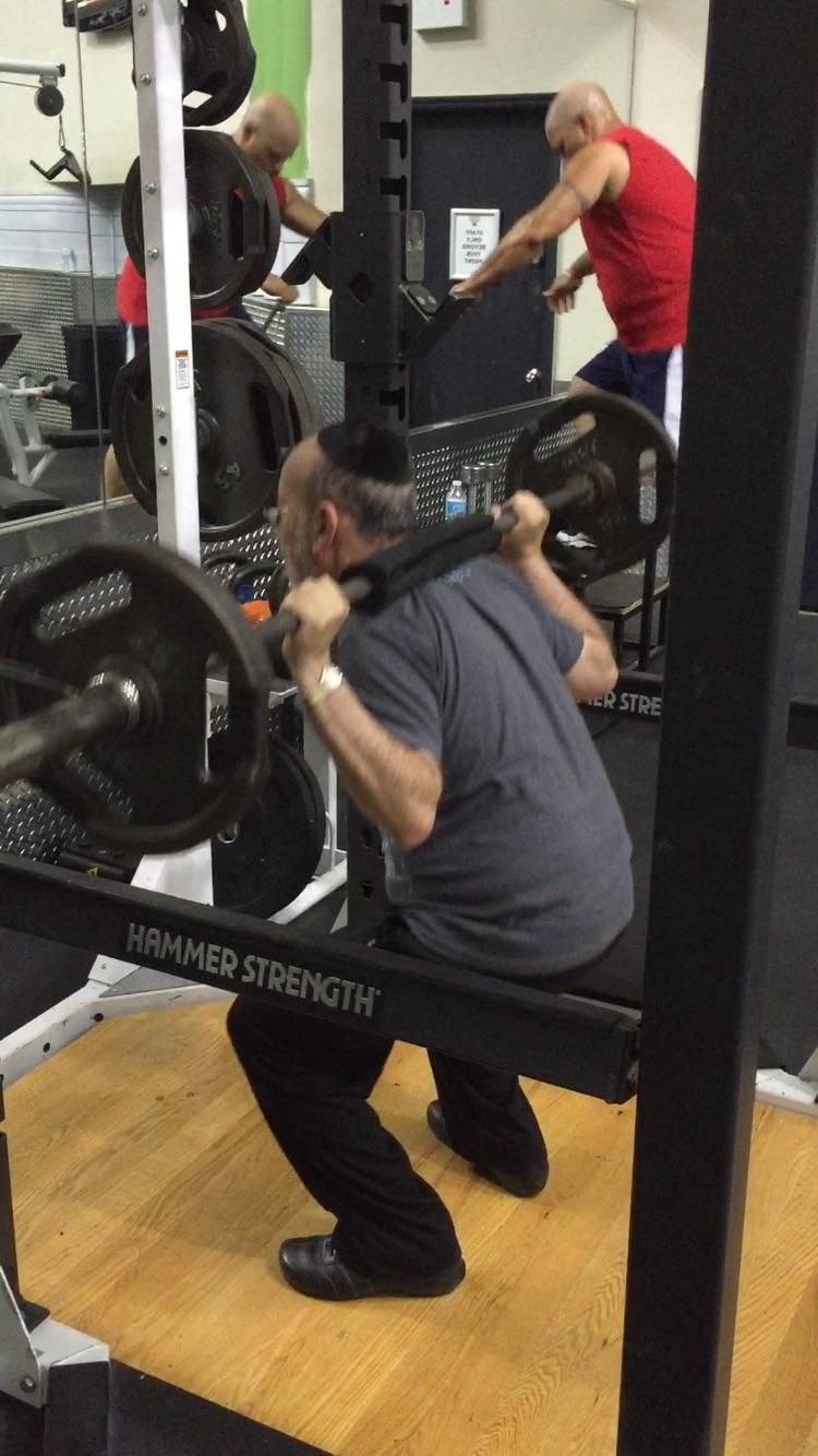 70 year old client Joseph squatting nearly 100 pou