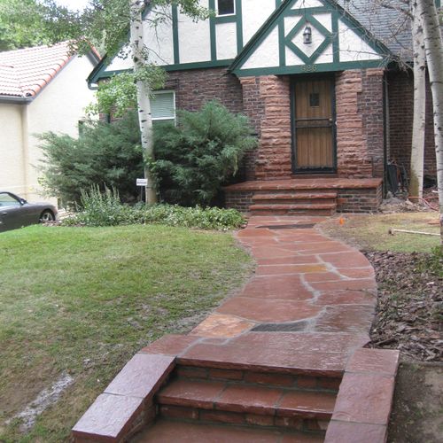 A flagstone walkway and landing in East Denver.