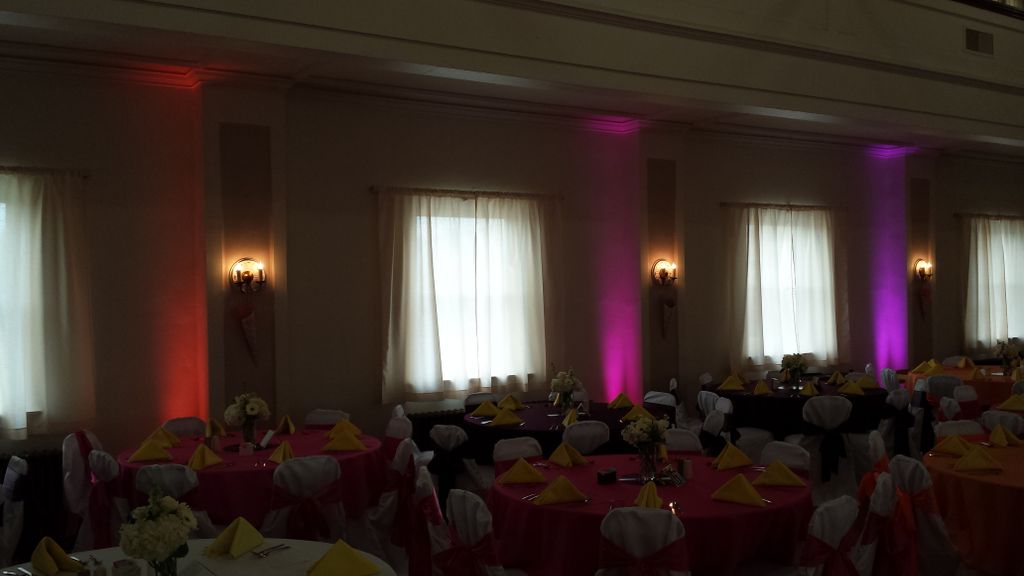 Uplighting for wedding reception at Elks Lodge in 