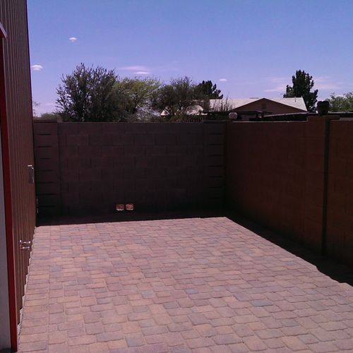 block wall and paver patio