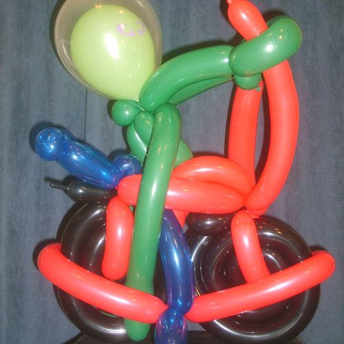 Balloon for birthday boy, Alien on motorcycle.