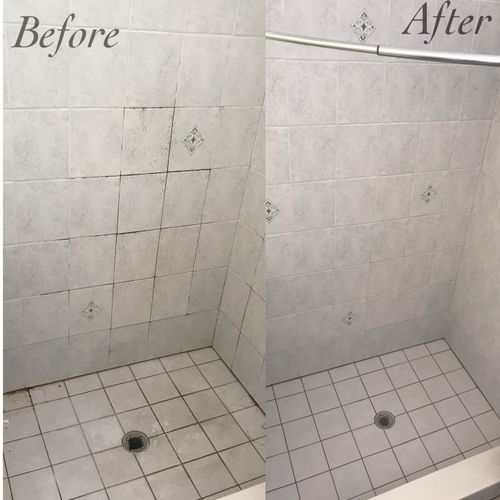 Home shower before & after 