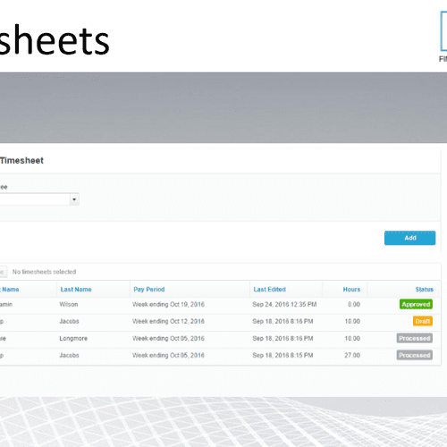 Time Sheets Sample for Payroll Processing