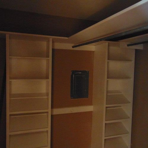 Closet shelving. started with Drywall and raw shel