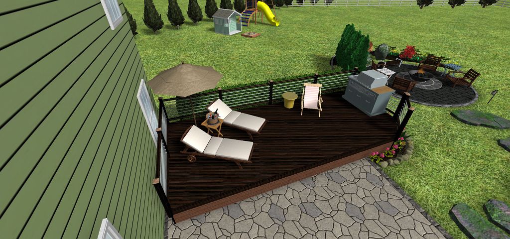 Back deck leading onto a paver patio