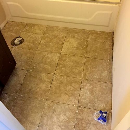 Bathroom floor - before grouting
